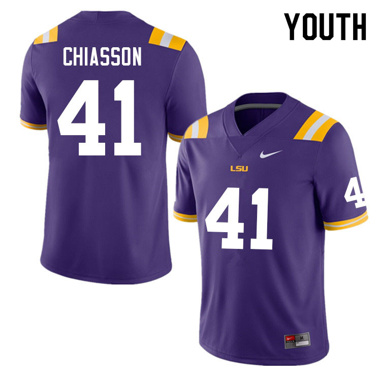 Youth #41 Jake Chiasson LSU Tigers College Football Jerseys Sale-Purple